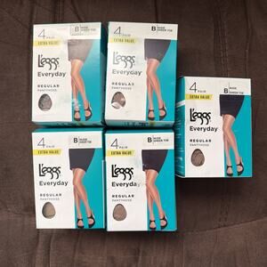 20 Pair Nude Sheer Toe L’eggs Everyday Regular Pantyhose B